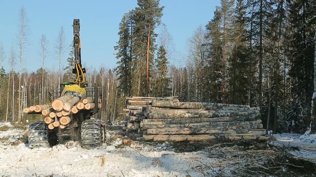 work skidder logging in winter