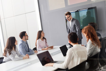 Fototapeta premium Business people conference in modern meeting room