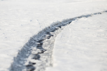 Obraz premium Ice texture. Long crack. Baikal. Winter season