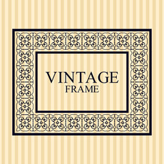 Vintage border frame with retro ornamental pattern. Template for design. Vector illustration