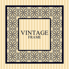Vintage border frame with retro ornamental pattern. Template for design. Vector illustration