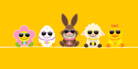 Banner Easter Rabbit & Friends Sunglasses Orange
