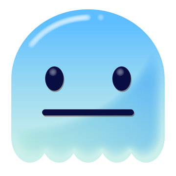 Emoji neutral - 3D - blauer Geist