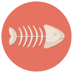 Toter Fisch Skelett Flat Design Icon