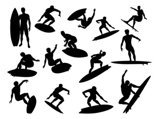 Surfer Silhouettes Detailed