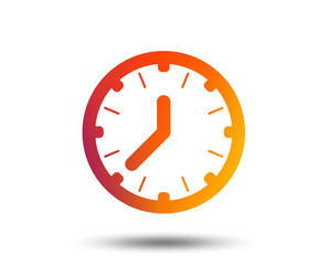 Clock time sign icon. Mechanical watch symbol. Blurred gradient design element. Vivid graphic flat icon. Vector