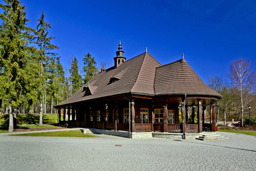The pump room for mineral water in Wysowa Zdroj park, Poland
