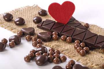 Chocolate and red heart 