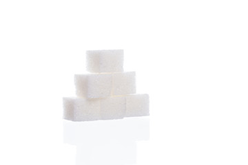 White sugar cube isolated on white