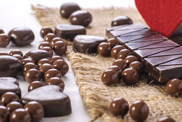 Chocolate and red heart 