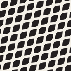 Vector Seamless Black and White Hand Drawn Wavy Lines Pattern
