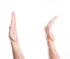Set of gesturing hands, on white background.