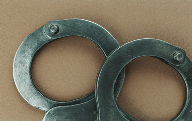 steel handcuffs of police special equipment, fetters.
