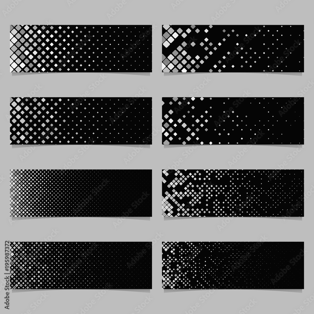 Sticker geometrical rounded square mosaic pattern banner template background set