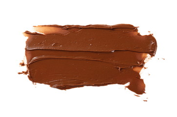 Cream chocolate spreading isolated on white background, with clipping path, top view