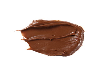 Cream chocolate spreading isolated on white background, with clipping path, top view