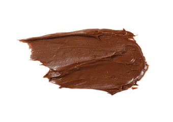 Cream chocolate spreading isolated on white background, with clipping path, top view