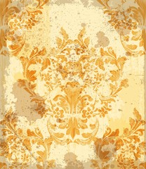Damask pattern ornament decor Vector. Baroque fabric texture illustration designs