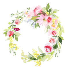 Obraz premium Greeting card with watercolor flowers handmade.