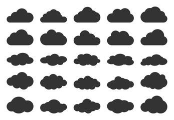     Clouds silhouettes. Vector set of clouds shapes. Collection of various forms and contours. Design elements for the weather forecast, web interface or cloud storage applications. - 195988370
