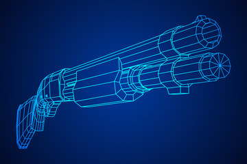 Shotgun rifle hunting carbine wireframe low poly mesh vector illustration