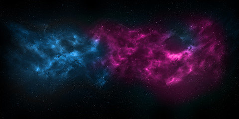 Night sky with stars and nebula. Blue and pink colors. Using for Space star background or space concept