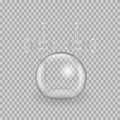 Scientific glassware, test tubes. Realistic templates round flask with tubes.