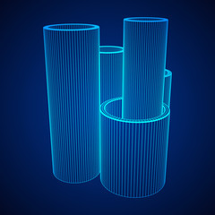 Wireframe low poly mesh construction metallurgy round tubes profile vector illustration