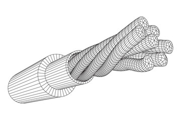 Electrical cable cleared wire. Wireframe low poly mesh vector illustration