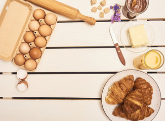 freshly baked tasty croissants