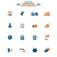 Shopping - flat style vector icons