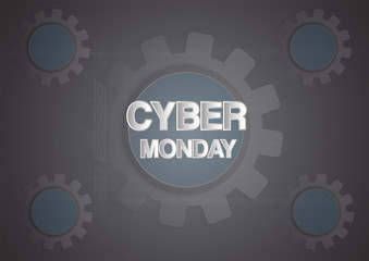 Banner template for Cyber Monday with text space on black and white background.