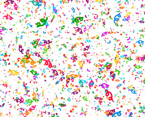 Carnaval or Festival Confetti. Colorful confetti pieces. Celebration party or Holiday background. Flying colorful glitter particles. Decoration pattern. Vector