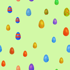doodle vector easter eggs chaotic seamless pattern