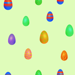 doodle vector easter eggs chaotic seamless pattern