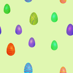 doodle vector easter eggs chaotic seamless pattern