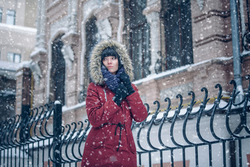 Portrait of a woman in the snow