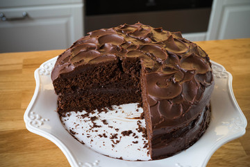 Chocolate cake on a plate