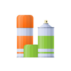 Colored metal cans with multi-colored paint for drawing paintings, images.