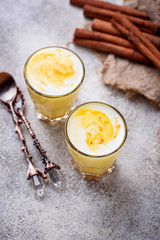 Healthy detox turmeric latte. Golden milk.