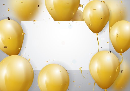 Celebration with Gold Balloon and confetti 