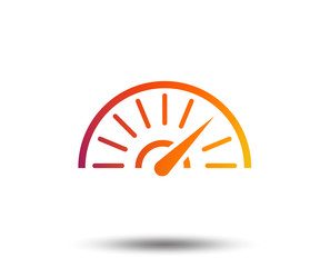 Tachometer sign icon. Revolution-counter symbol. Car speedometer performance. Blurred gradient design element. Vivid graphic flat icon. Vector