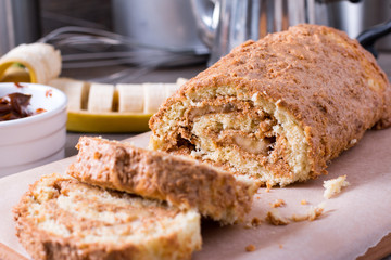 Homemade biscuit roll with cream