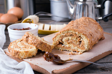 Homemade biscuit roll with cream