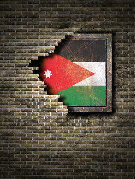 Old Jordan flag in brick wall