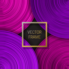 Volumetric frame on saturated background in purple shades. Trendy packaging design or cover template.