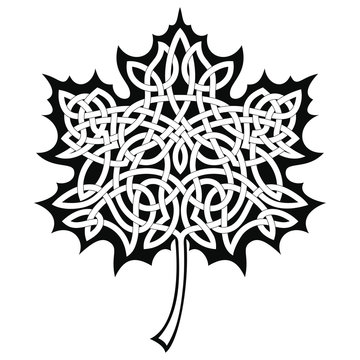 black and white celtic knot maple leaf clip art preview