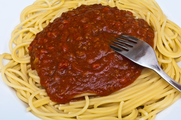Close up view of spaghetti