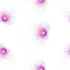 Seamless white background with  fractal flowers