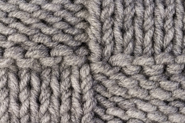 Knitting. Gray knitted pattern background or knit fabric texture background